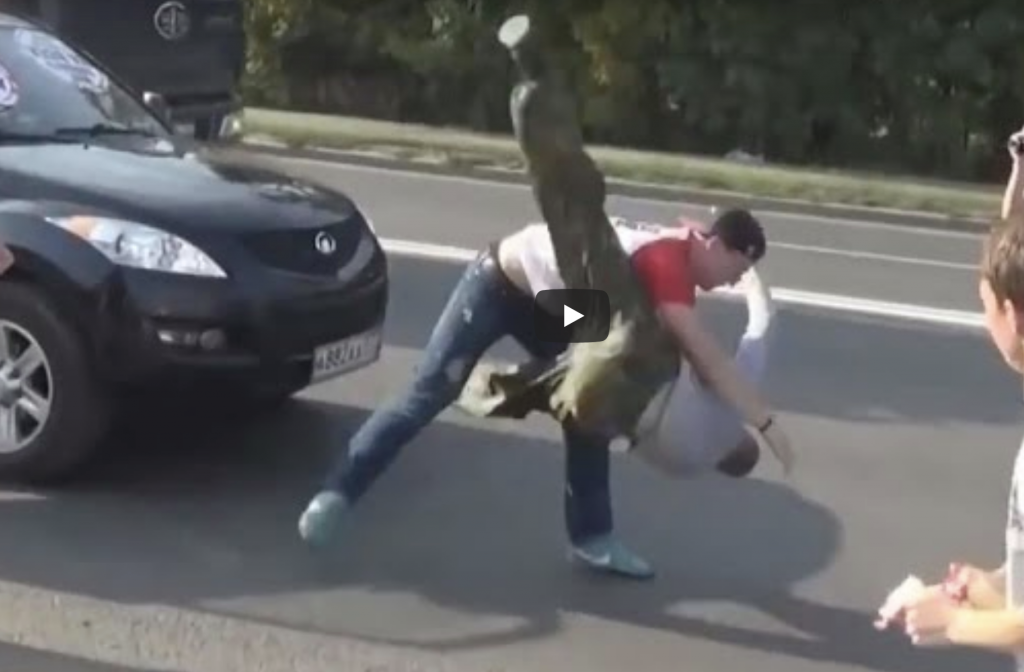 Idiot Driver Decided To Drive On The Sidewalk- Another Driver Body Slammed Him To Another Planet